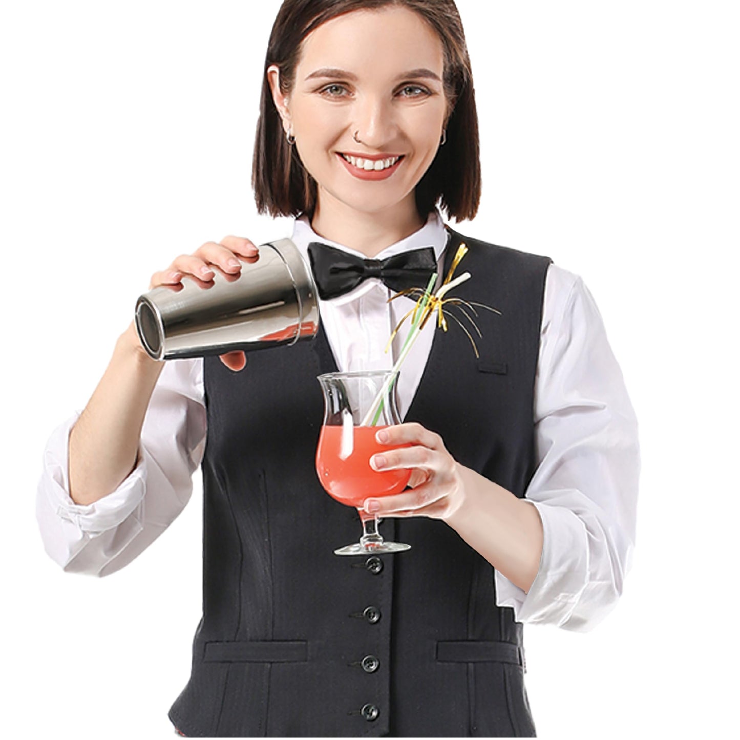 Lily's Home 6-Piece Boston Cocktail Shaker Set: Boston Shaker Cocktail Set,Mixing Glass, Mixing Spoon,Dual Sided Jigger and Stainer,for Home Mixology,Cocktail Lovers & Beginner