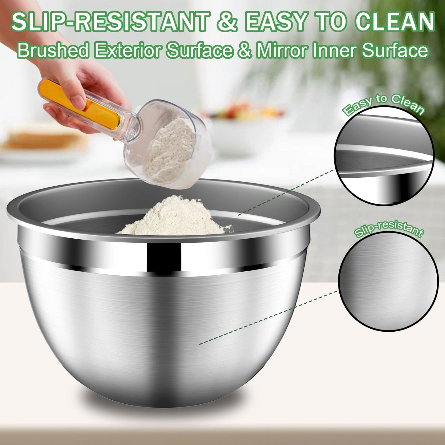 DUTZUN Mixing Bowls with Lids Set, Stainless Steel Mixing Bowls with Colander, Strainer with Mixing Bowl Set, Serving Bowl Kitchen Gift, Size 4.5, 2.5, 2, 1.5QT - Black