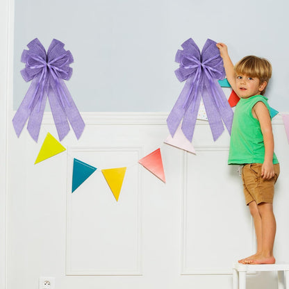 YKW Large Purple Burlap Bow - Elegant 20x11 Inch Wreath Decor for Weddings & Holidays | Indoor/Outdoor Use