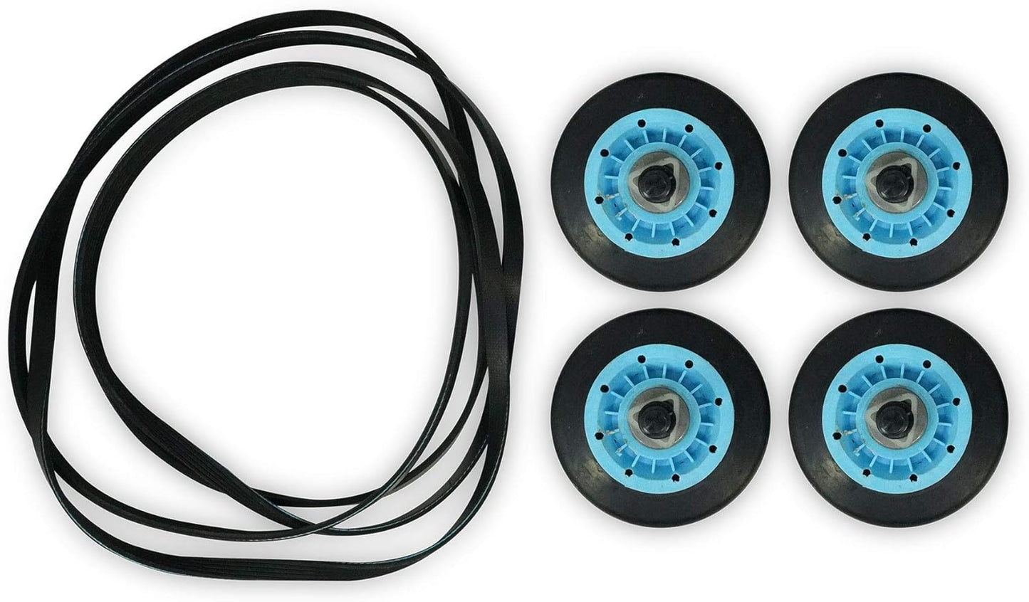 DC97-16782A-5PCKIT All-in-one Repair Maintenance Kit for Samsung Dryer Includes Drum Roller and Belt Replacement