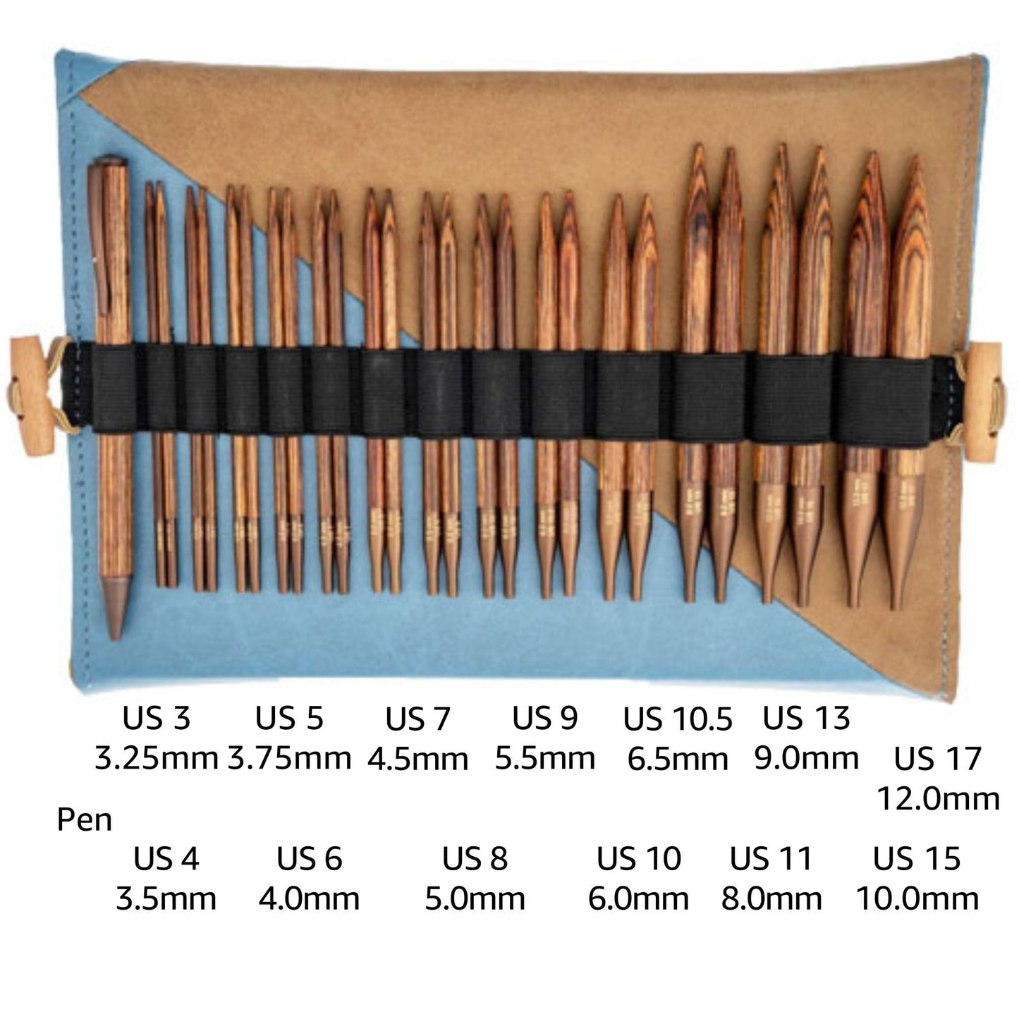 KnitPro Ginger Grande Set 5 inch Circular Knitting Needles Size 3, 4, 5, 6, 7, 8, 9, 10, 10.5, 11, 13, 15, 17 Interchangeable, 6 Cables & More, Fabric Case with Project Bag