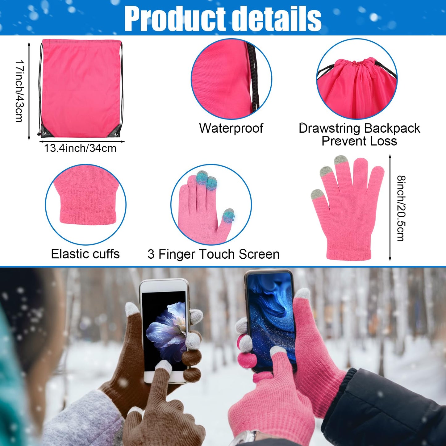 Jamntower 144 Pcs Homeless Care Supplies Bulk Emergency Blanket Beanies Hat Scarf Winter Touchscreen Gloves Thermal Socks Drawstring Bag for Cold Weather Outdoor Camping Hiking Survival (Multicolor)
