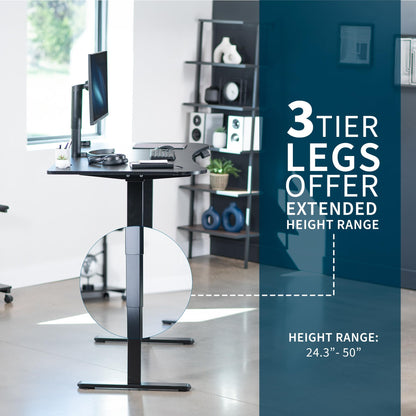 VIVO Electric 63 x 32 in Dual Motor Standing Desk, Memory Height Adjustment, 2B Series, Black Top Black Frame, DESK-KIT-2B1B