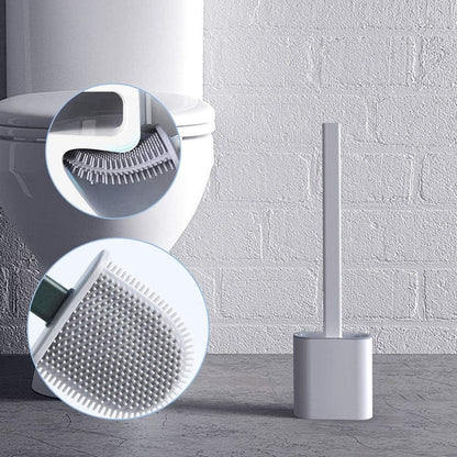 Revolutionary Silicone Flex Toilet Brush with Holder - No-Slip Long Handle, Wall Mounting Cleaning Brush Set