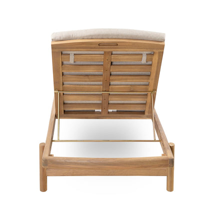 Christopher Knight Home Brolen Acacia Wood Chaise Lounge Chair Outdoor Set of 4, Patio Outdoor Chaise Lounge with Cushions, Adjustable Backrest Lounge Sofa, Wooden Sunbathing Pool Lounger, Teak+Beige