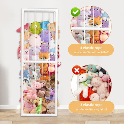 BomSaluka Stuffed Animal Storage, Kids Toy Zoo Storage Organizer with Elastic Band, Thicken PVC Tube Large Stuffed Animals Holder for Nursery Playroom Bedroom Room Furniture Plush Storage(White)