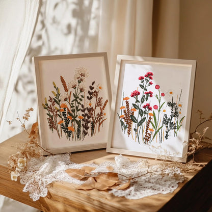 COCOMOX 3 Sets Embroidery Practice Kits, Flower Pattern Embroidery Kit for Beginners Adults, Hand Embroidery Kit, Easy to Follow Instruction and Video