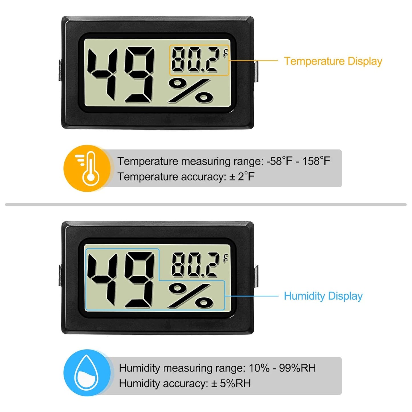 Weewooday 24 Mini Digital Temperature Humidity Meters Gauge with Probe Gauge LCD Fahrenheit Display Thermometer