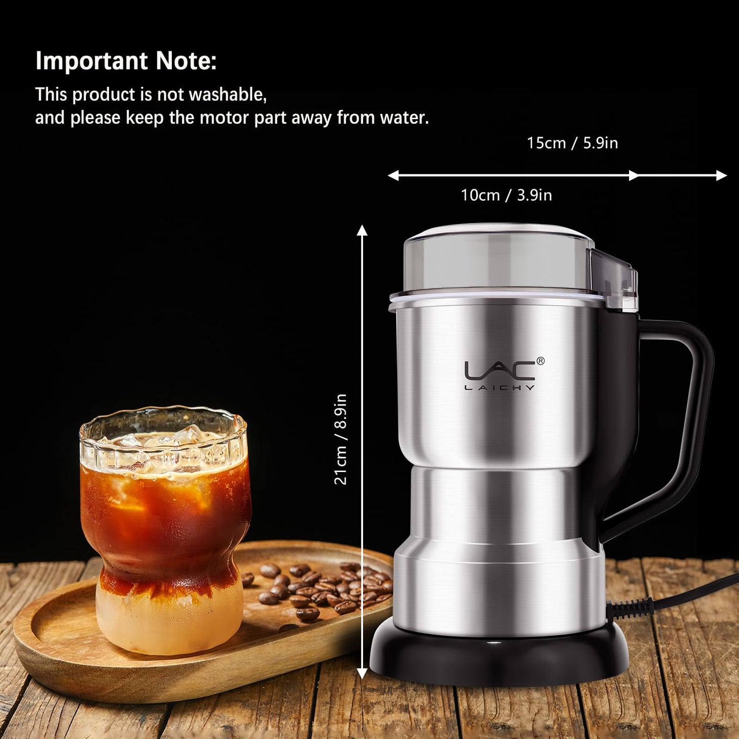 Electric Coffee Grinder & Spice Grinder, 150W Fast Grinding with Stainless Steel Blades | for Coffee Beans, Spices, Seeds, Herbs | Dry Food Mill | Mini Kitchen Grinder (With handle)