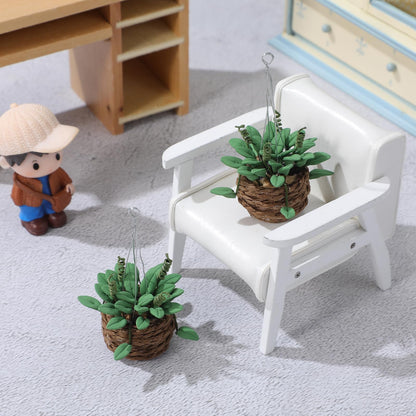 TOYANDONA 2Pcs 1:12 Miniature Dollhouse Plants, Durable Resin Hanging Potted Bonsai for Dollhouse Accessories Decor, Tiny Artificial Greenery for Mini Garden, Living Room & DIY Crafts