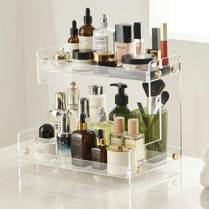 Bathroom Organizer Countertop, 2-Tier Makeup Organizer for Cosmetics and Vanity Holder for Lipstick