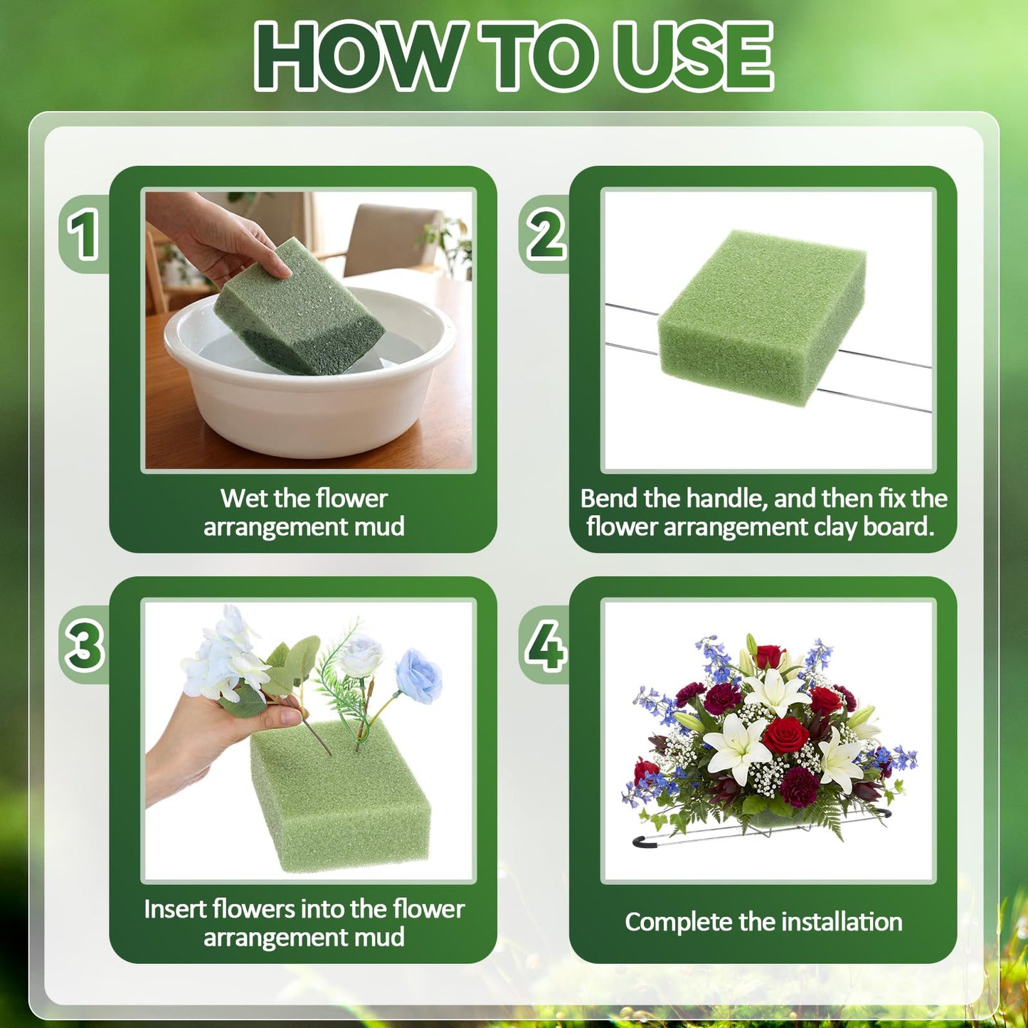 Yousoontic 4 Pack Tombstone Floral Foam Kit Headstone Flower Saddle 17.3 x 5.9 x 2.3 Inches Waterproof Floral Tombstone Hugger for Cemetery Decoration, Grave Flower Holder, Green