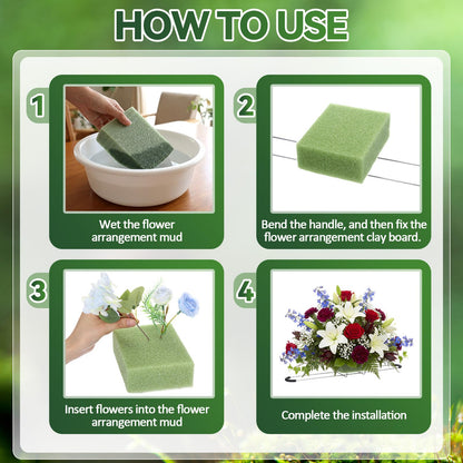 Yousoontic 4 Pack Tombstone Floral Foam Kit Headstone Flower Saddle 17.3 x 5.9 x 2.3 Inches Waterproof Floral Tombstone Hugger for Cemetery Decoration, Grave Flower Holder, Green