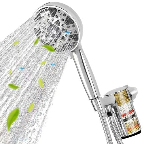 Filtered Shower Head with Handheld - High Pressure 7 Spray Mode Showerhead, Removes Chlorine & Impurities, Replaceable Filter for Soft Skin & Hair, Easy Install, Chrome