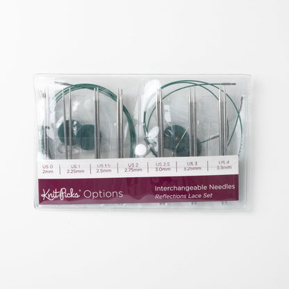 Knit Picks Options Lace or Sock Needle Tips Metal Stainless Steel Interchangeable Knitting Needle Set (Reflections Stainless Steel)