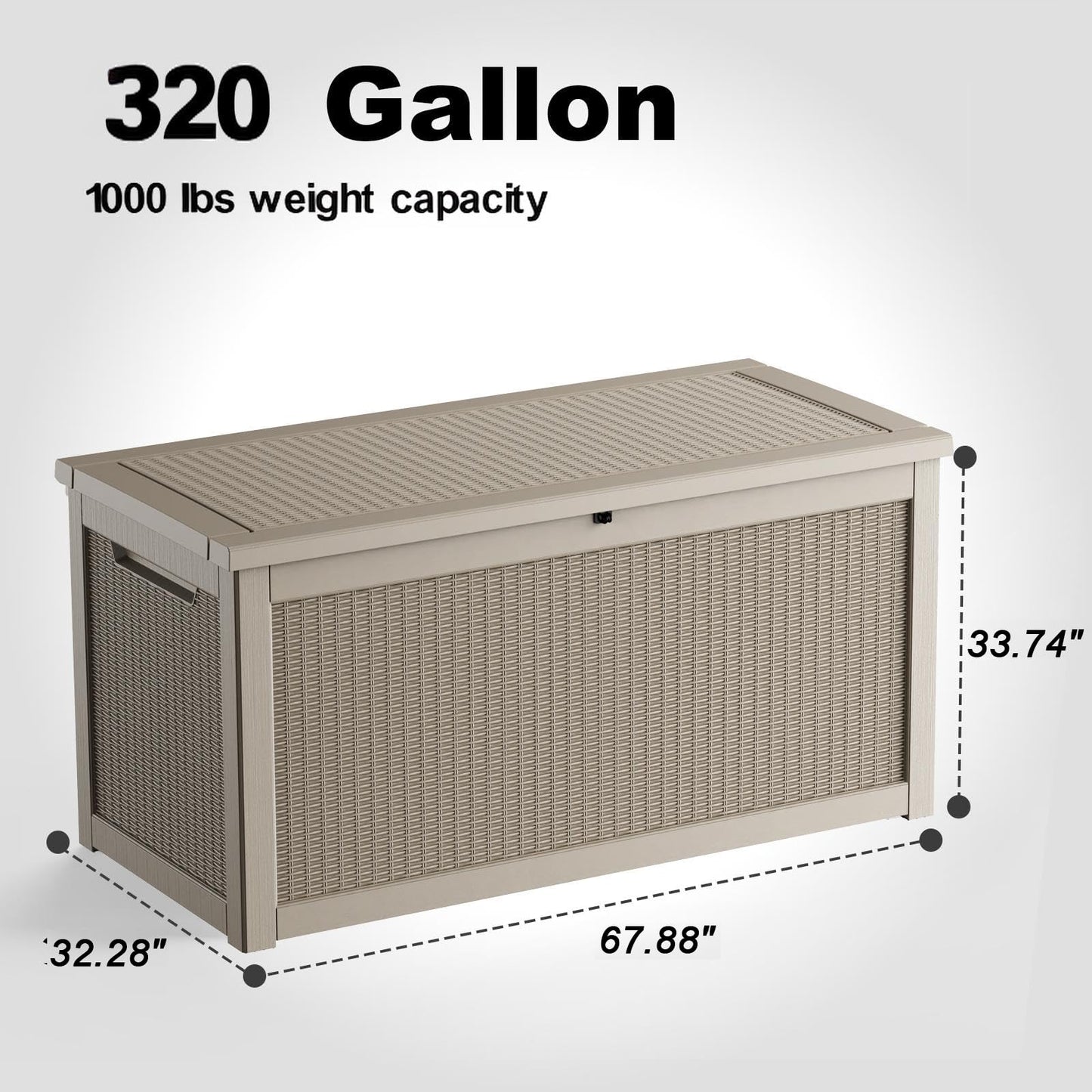 ASKPASS 320 Gallon Large Waterproof UV Resistant Deck Box,Lockable Storage Container for Patio Furniture Cushions Garden Tools and Pool Accessories(Gray)