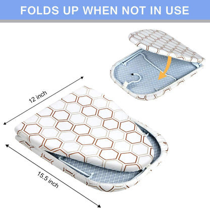Small Tabletop Ironing Board 30" L x 12" W, Heavy Duty with Mesh Metal Base & 100% Cotton Cover, Portable Folding Mini