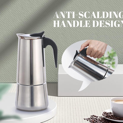 YOUTHINK Portable Electric Coffee Maker, Food Grade Stainless Steel Moka Pot for Home & Outdoor (100ml)