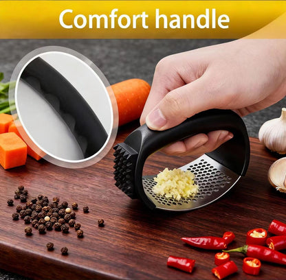 Garlic Press Equipped with Soft Ergonomic Handle, Easy to Crush Garlic, Easy to Clean, and Rust-resistant, Upgrade Black