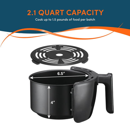 Elite Gourmet EAF-0201 Personal Compact Electric Hot Air Fryer, 2.1 Quart, Oil-Less Healthy Cooker, 1000W, Black