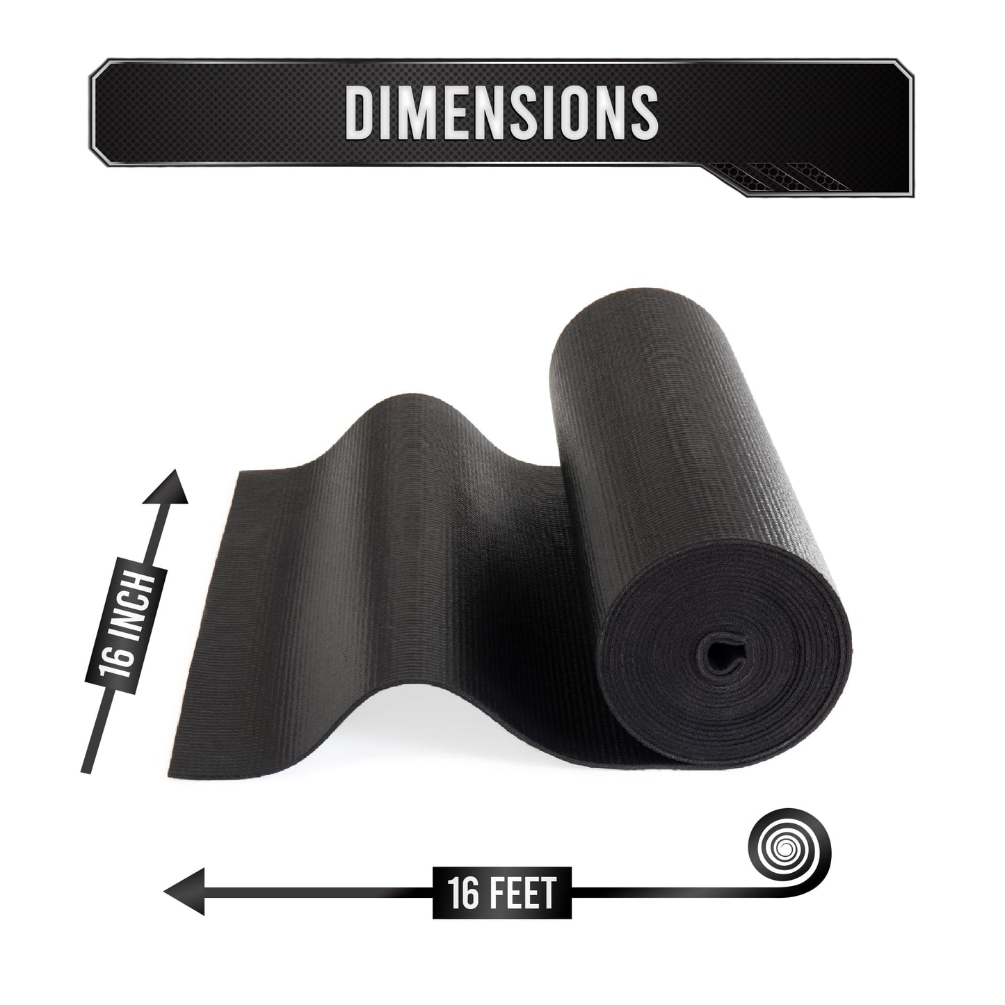 Precision Defined Professional Grade Tool Box Liner, 16 ft x 16", Black | Tool Box Drawer Liner, Shelf Liner Non Slip Mat, Thick Cabinet Shelf Liner, Toolbox Drawer Liner