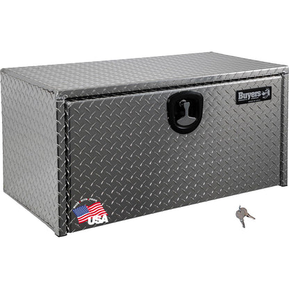 Buyers Products 1705102 Diamond Tread Aluminum Underbody Truck Tool Box, 18 x 18 x 14, Made in USA, .100 in. Thick, Corrosion-Resistant, Locking Compression Latch – Secure Storage for Work Trucks
