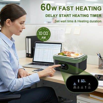 Snidomn Cordless Electric Lunch Box XL 6.3-Cup, 60W Fast Heating Portable Food Warmer with Scheduled Heating, Removable Divider, Large Capacity Heated Lunch Box for Work & Outdoor