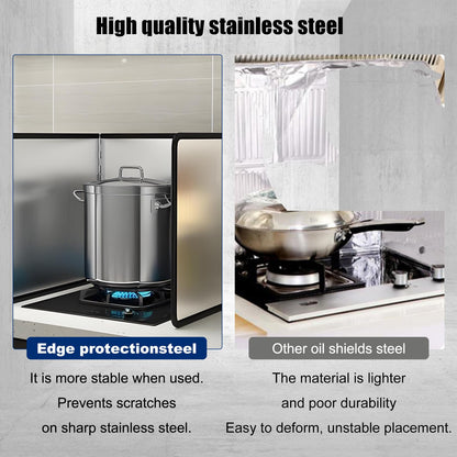 KOBSAINF 4 Sided Splatter Guard,Foldable Stainless Steel Oil Splatter Screens for Frying,Oil Splash Insulation Board,Nonstick Oil Splatter Guard Stove Heat Insulation Board for Cooking