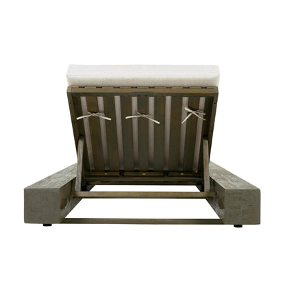 Christopher Knight Home Tory Acacia Wood Chaise Lounge Chair Outdoor Set of 4, Poolside Sun Lounger Recliner, Patio Outdoor Chaise Lounge with Cushions, Adjustable Backrest Lounge Sofa, Grey+Beige