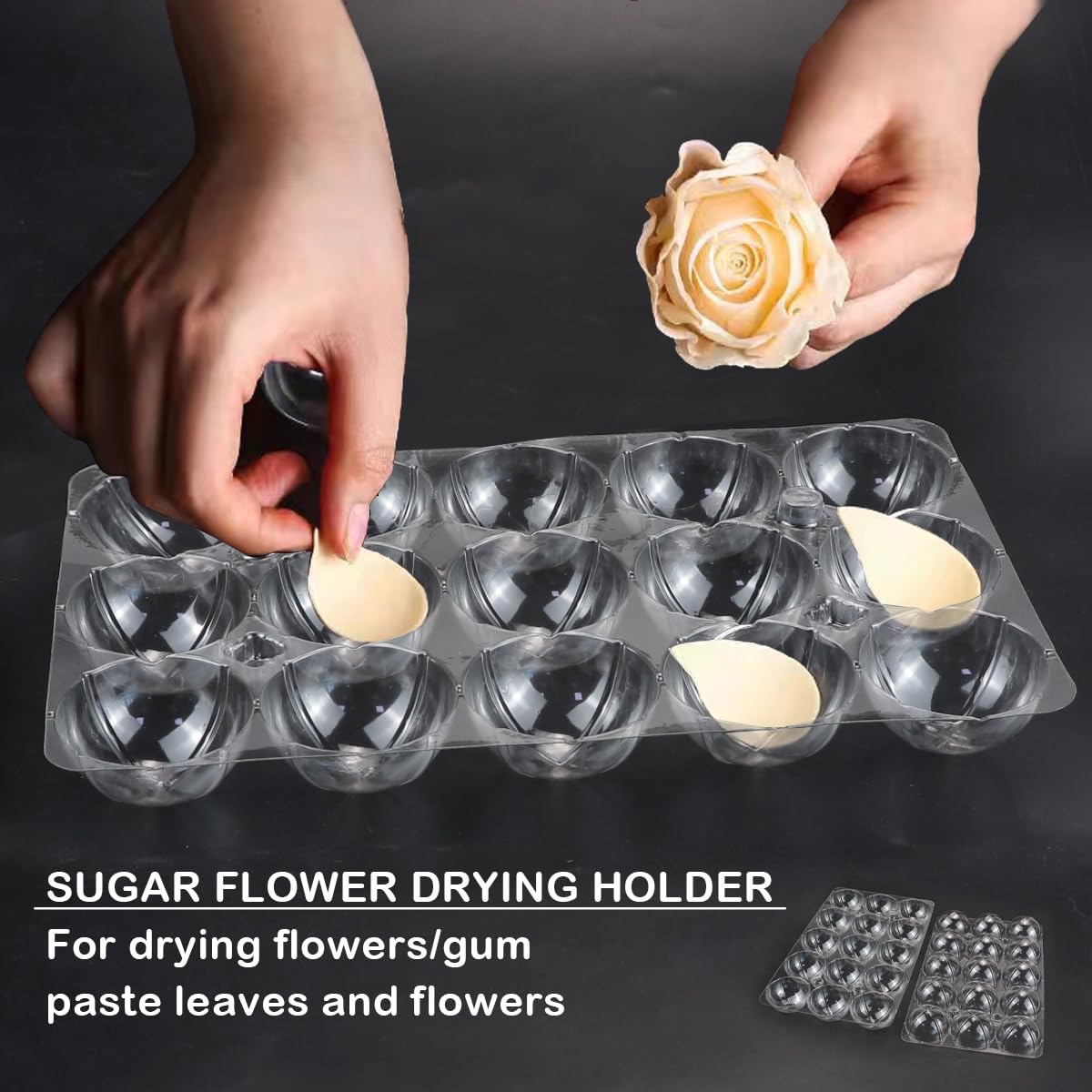 LNQ LUNIQI 4 Sets Sugar Flower Drying Mold Drying Fondant Shaping Trays Creative Fondant Molds Candy Cake Mold for DIY Sugarcraft, Gum, Paste Chocolate