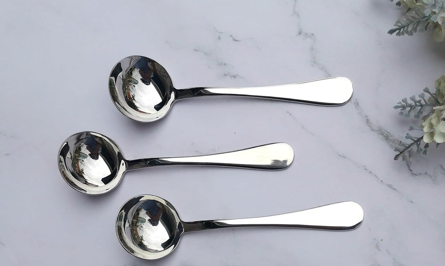 Long Handle Cupping Coffee Spoon, 6.1-inch Stainless Steel Demitasse Spoon for Dessert and Sugar