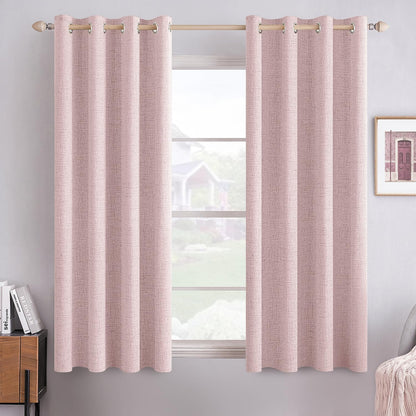 MIULEE Blackout Curtains - 100% Thermal Insulated Linen Texture Drapes - Pink, 52x54 Inch (2 Panels)