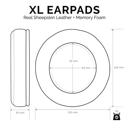 Brainwavz XL Large Sheepskin Leather Replacement Memory Foam Earpads - Suitable for Many Other Large Over The Ear Headphones - Sennheiser, AKG, HifiMan, ATH, Philips, Fostex, Sony (Sheepskin Leather)