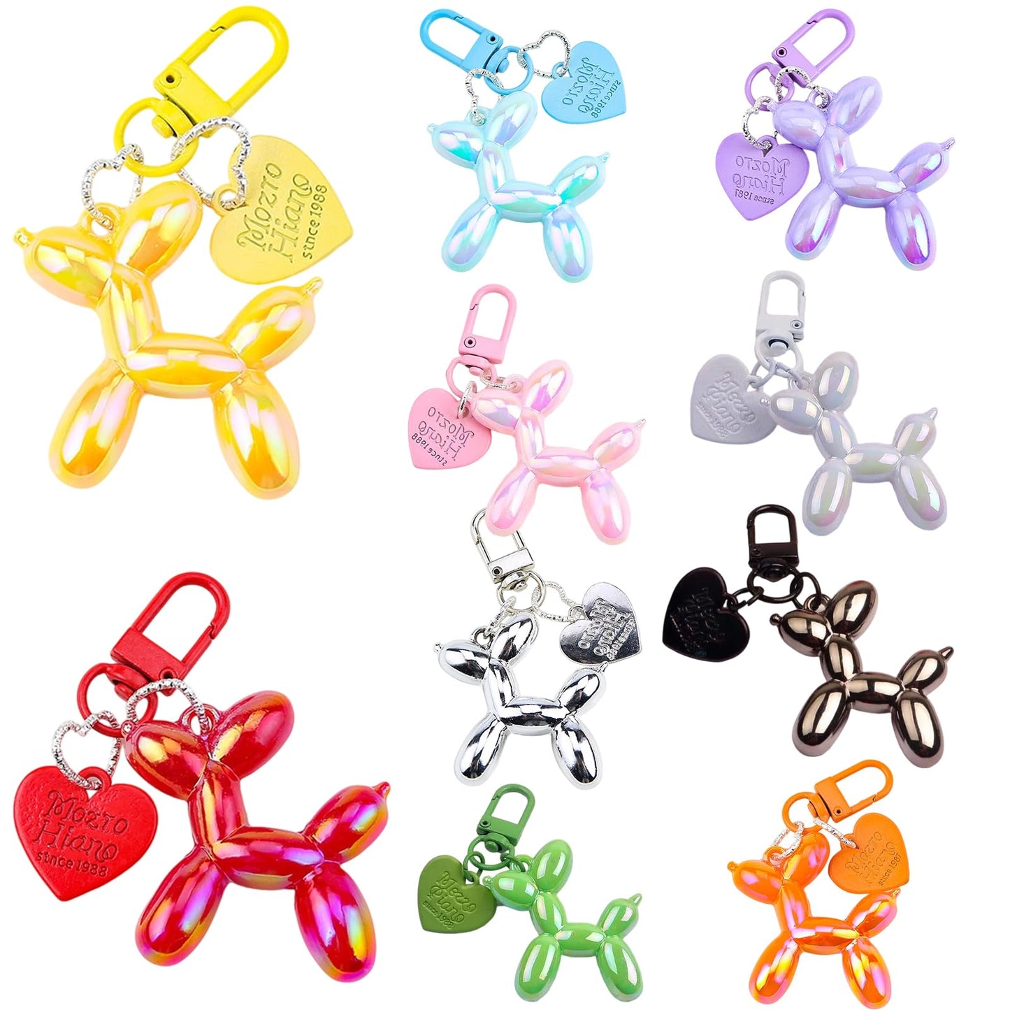 FANEVER Jelly Balloon Dog Keychain Bulk for Women Teen Girls Cute Designer Bag Charm for Backpack Purse Tote Handbag Bookbag (10 Pack-Multicolor 01)