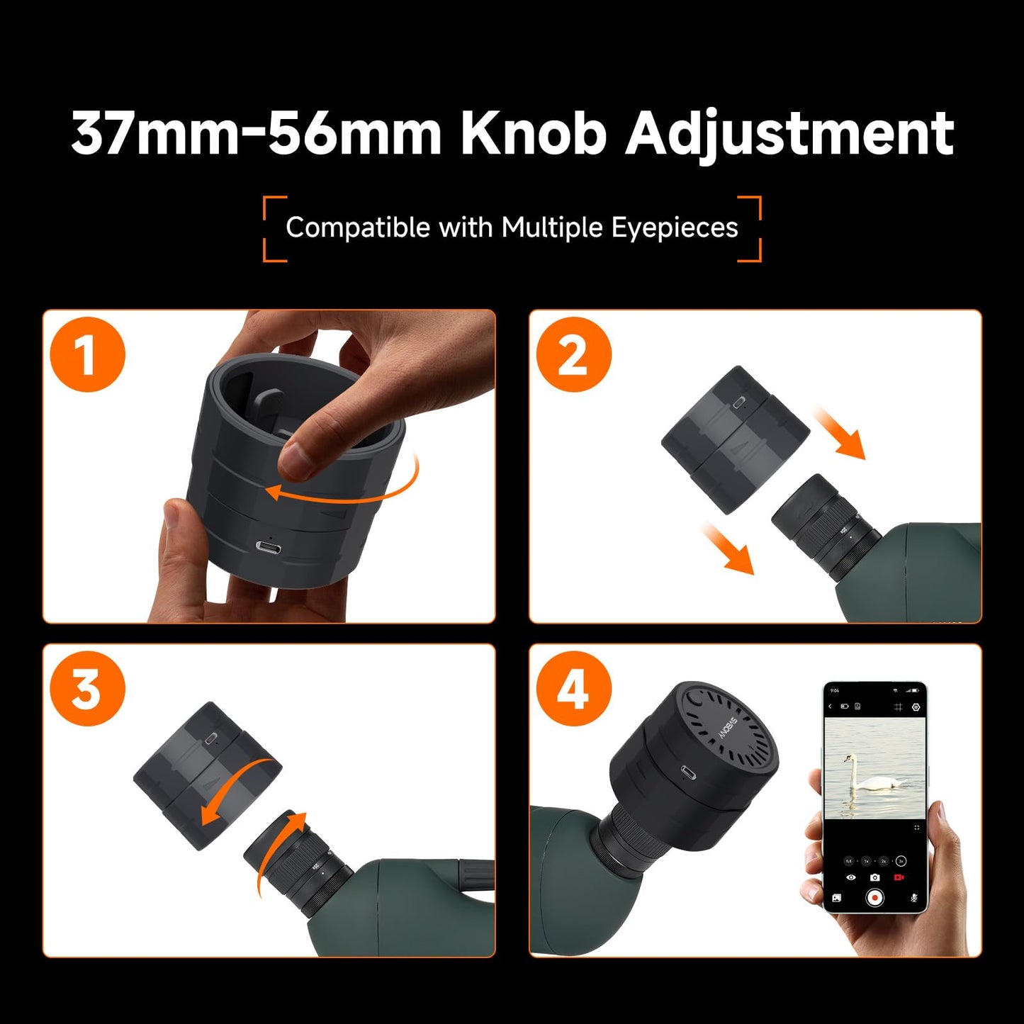 SVBONY SV13 Spotting Scope with SC002 WiFi Camera for Digiscoping, Waterproof & Fofproof, 20-60x80mm Long Range Spotter Scope for Wildlife Observation, Bird Watching