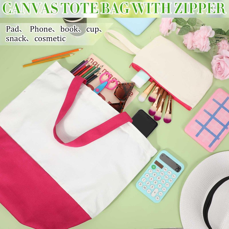 Sanwuta 24 Pcs Canvas Tote Bags Bulk 18.5" Cotton Cosmetic Bags Reusable Shopping Tote with Handles(Multicolor)