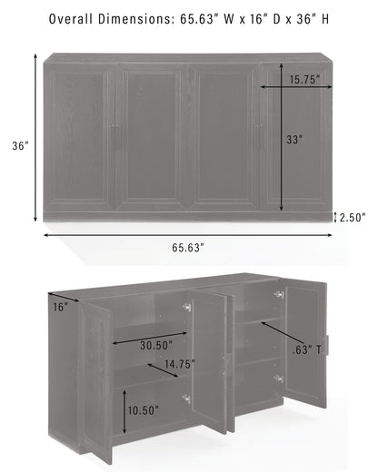 Crosley Furniture Essen Modern Sideboard Buffet Cabinet with Storage, TV Stand, Credenza, Black
