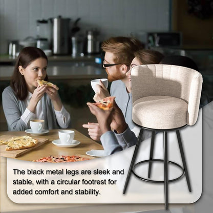 HONIFUR Bar Stools Set of 4, 27" Tufted Modern Counter Height Bar Stools, Upholstered Barstools with Back & Footrest Metal Legs, Stools for Kitchen Island, Counter, Cafes, Dining Room (Beige)