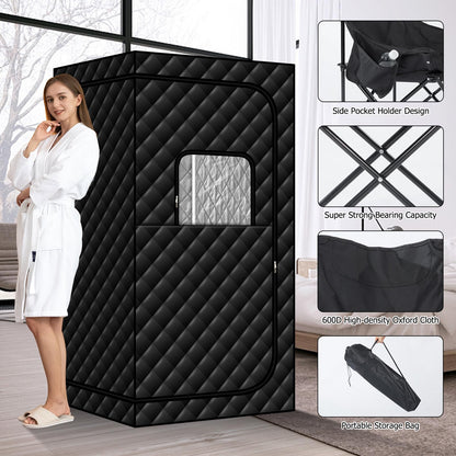 amocane Portable Infrared Sauna with 600nm Red Light, Personal Sauna Spa with Remote Control and Large Foldable Chair, Full Size Dry Heated Home Saunas Tent for Detoxation & Relaxation