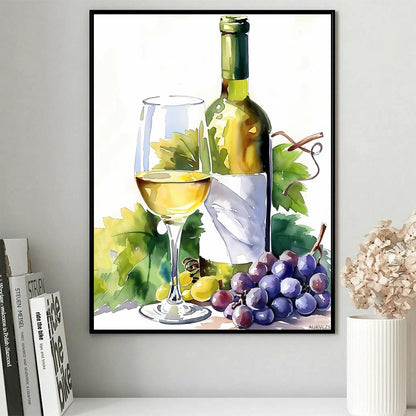 AUKVLZS 5D Diamond Painting Kits for Adults White Wine Bottle and Glass Diamond Art Kits DIY Full Round Drill Wine with Diamonds Gem Art Help Relieve Stress 12x16 inch