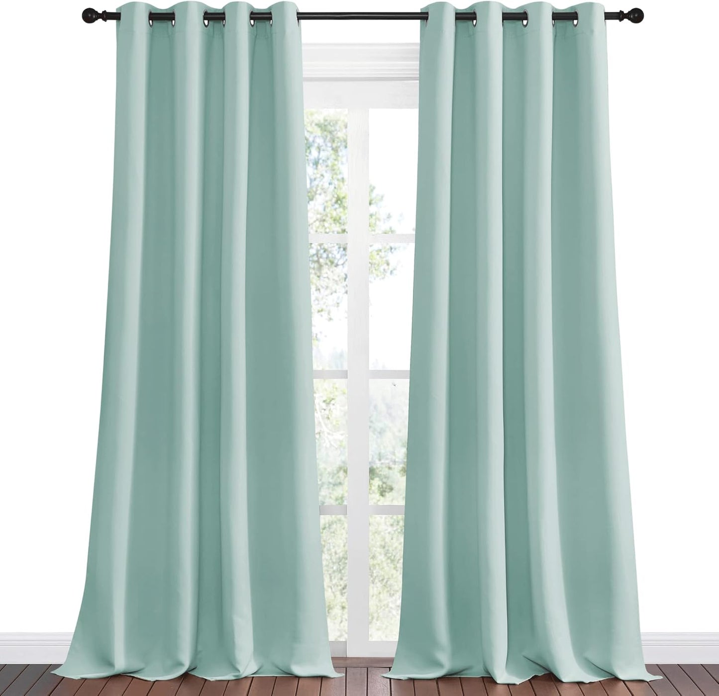 NICETOWN Aqua Blue Blackout Curtains - 102" Long | Sound Reducing & Heat Blocking | 55" Wide, 2 Panels