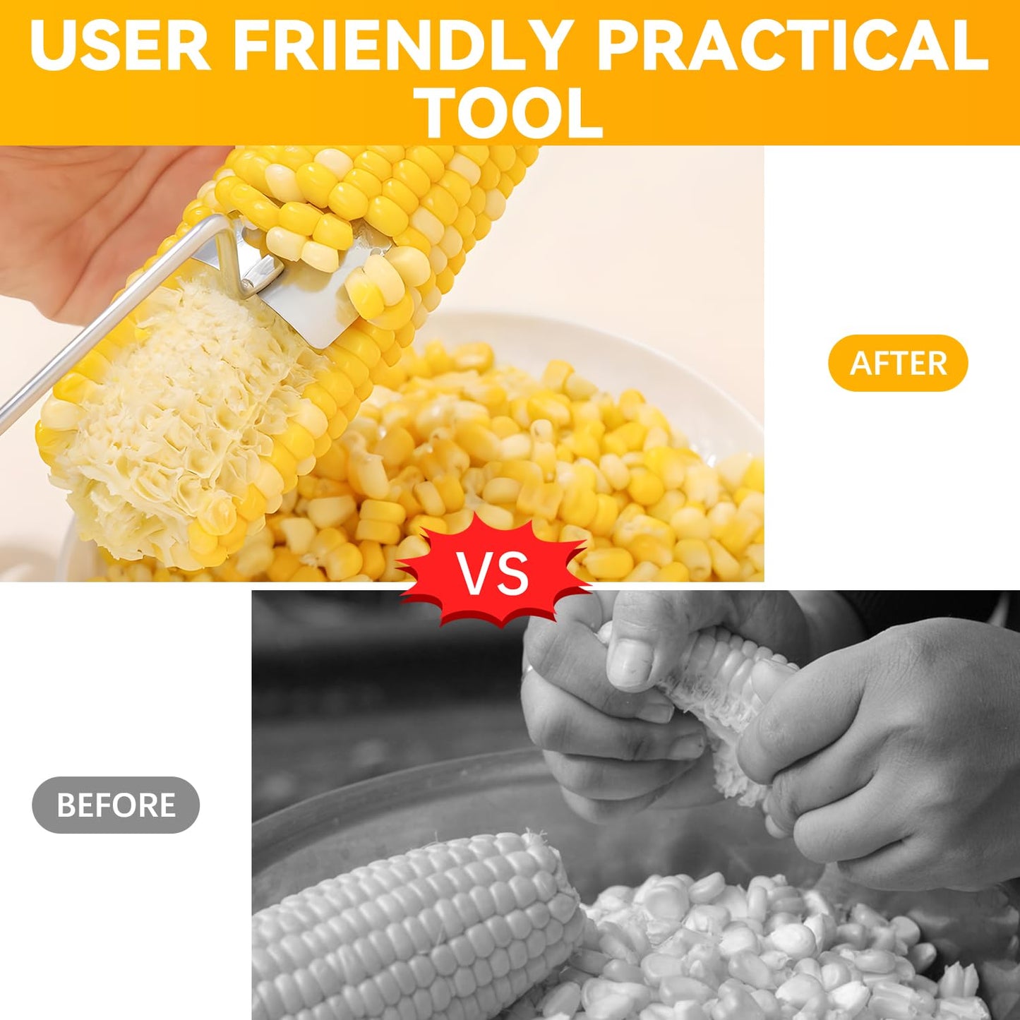 Corn Peeler,Stainless Steel Long Handle Corn Peeler,Easy Clean Corn on the Cob Remover for Home Kitchen and Outdoor Dining (2PCS)