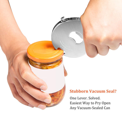Uinxan Jar Bottle Can Opener for Seniors Arthritis Weak Hands-Easy Twist Off Small Caps (0.6"-2.7"), Pop Top & Pull Tab Seals,Patent Unique Portable Multifunction Gadget for Elderly/Women/Men (Silver)