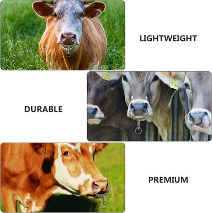 YARNOW Spring Loaded Bull Nose Ring for Cattle, Stainless Steel Tongs and Livestock Supply Tools