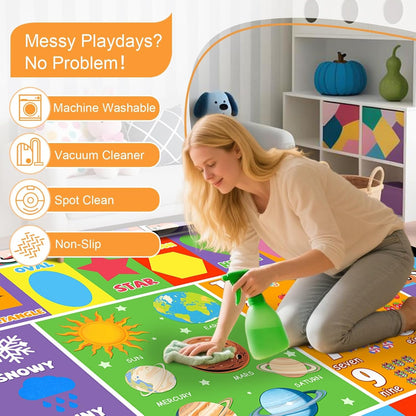 2.5 4 Kid Rug ABC Rugs for Playroom, Alphabet Rug for Bedroom Educational Learn Preschool Rugs Nursery Toddler Kids