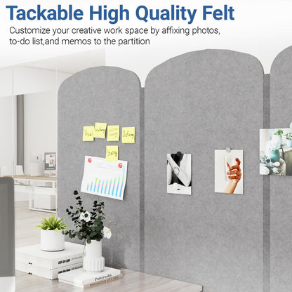Natwind 3-Panel Office Room Divider, 73.2 x 71 inches Portable Office Partition, Freestanding Folding Privacy Wall for Cubicle & Temporary Indoor Space Separation (Grey)