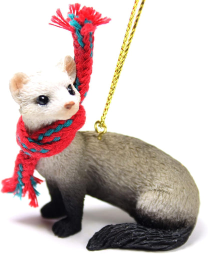 Delightful Ferret Tiny Miniature One Christmas Ornament