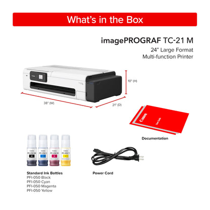 Canon imagePROGRAF TC-21M – Multifunction Printer| 24" Large Format Poster & Plotter Printer - Automatic Roll & Cut Sheet Paper Feeder, USB, Wi-Fi, LAN,White