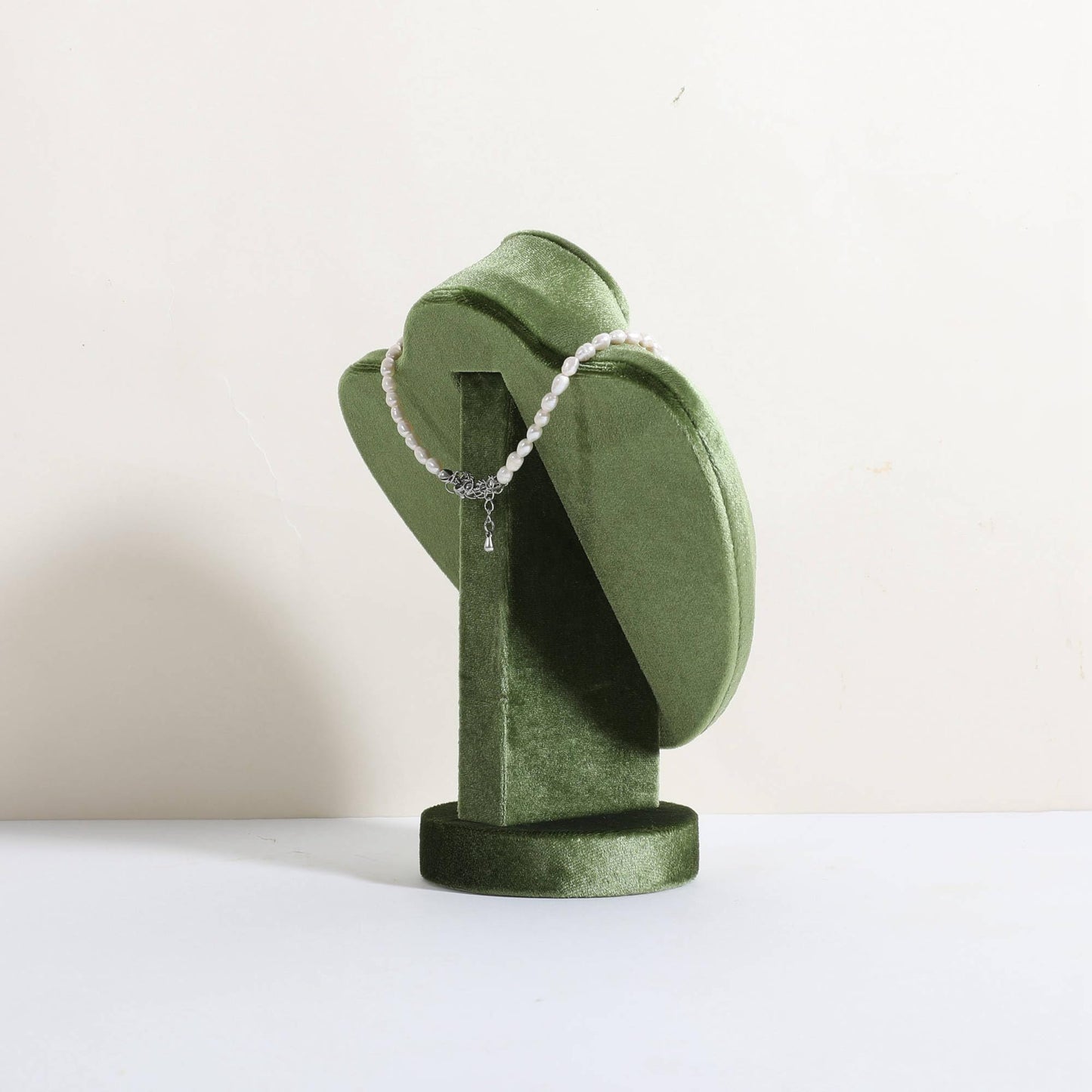 CHISTOR Velvet Necklace display stand for Selling, Jewelry Bust Mannequin for Show, Small Necklace Holder Stand【Green】