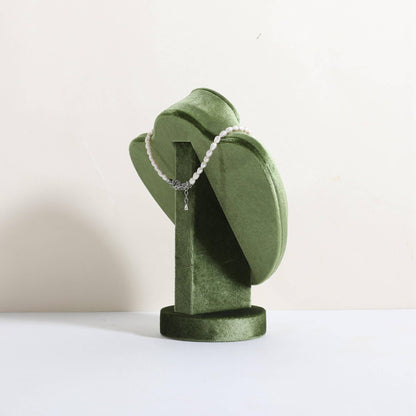 CHISTOR Velvet Necklace display stand for Selling, Jewelry Bust Mannequin for Show, Small Necklace Holder Stand【Green】